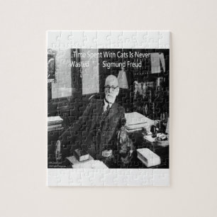 Sigmund Freud på hans kontor & Roligt kattcitat Pussel