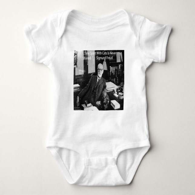 Sigmund Freud på hans kontor & Roligt kattcitat Tee Shirt (Framsida)