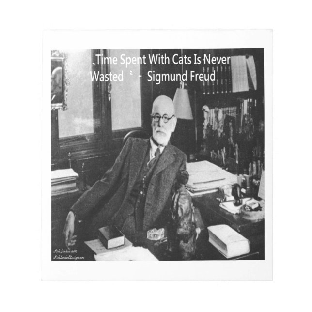 Sigmund Freud på sitt kontor & Roligt kattcitat Anteckningsblock (Framsida)