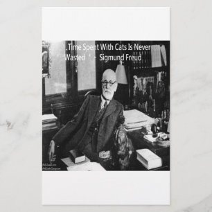 Sigmund Freud på sitt kontor & Roligt kattcitat Brevpapper