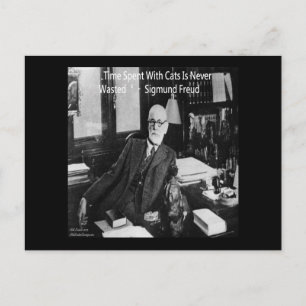 Sigmund Freud på sitt kontor & Roligt kattcitat Vykort