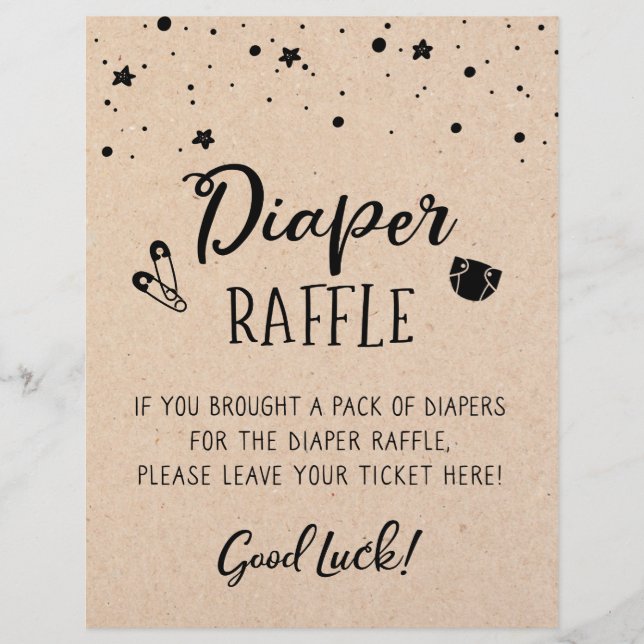 SIGN Diaper Raffle Baby Shower party Game (Framsida)