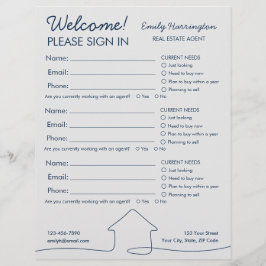 Sign In-ark för linje konst Navy Fastighetsmäklare