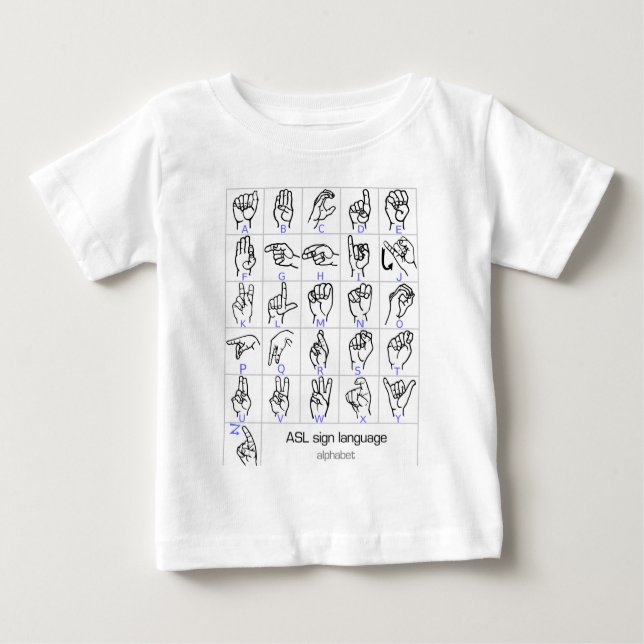 SIGN LANGUAGE ALPHABET baby shirt T (Framsida)