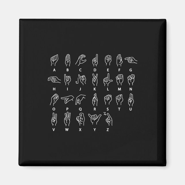Sign Language Alphabet Deaf Mute Asl Deaf Awarenes Magnet (Framsidan)