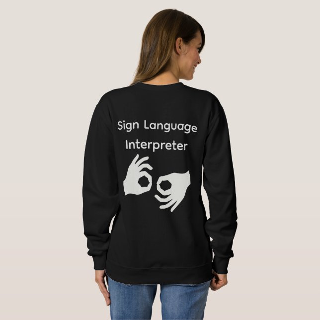 Sign Language Interpreter Woman's Black T Shirt (Hel baksida)