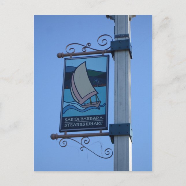 Sign - Stearns Wharf, Santa Barbara, CA Vykort (Framsida)