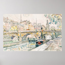 Signac's Tugboat vid Pont Neuf, Paris Poster