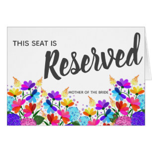 Signal för Bright Flowers Reserved Seat Bröllop Hälsningskort