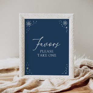 Signal för favoriter i Blue Snowflake Baby Shower Poster