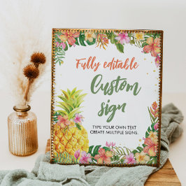 Signal för Tropical Blommigt Födelsedagsfest Bord Poster