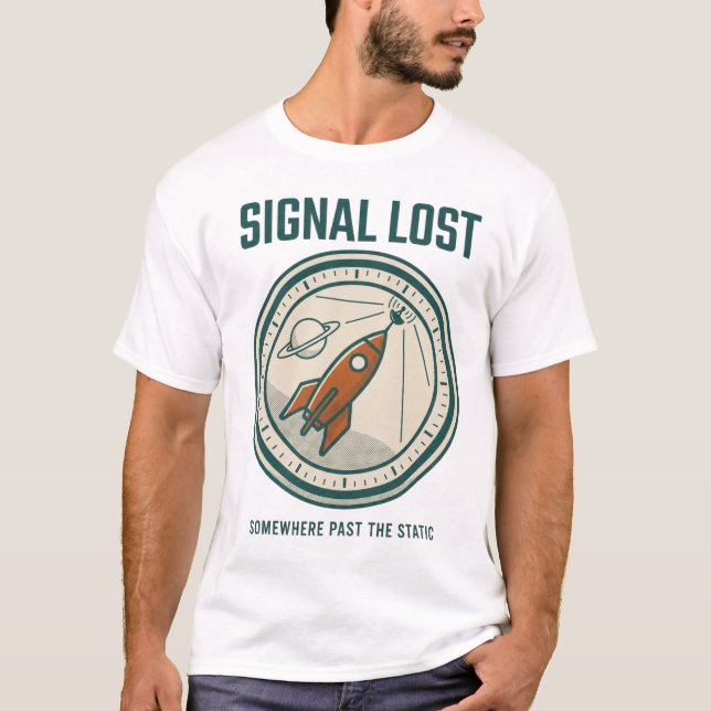 Signal Lost Retro Rocket Mission Patch T-shirt (Framsida)