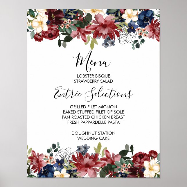 Signal på menyn Burgundy Navy Poster (Framsidan)