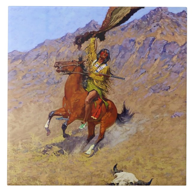 "Signal" Westernare konst av Frederic Remington Kakelplatta (Framsidan)