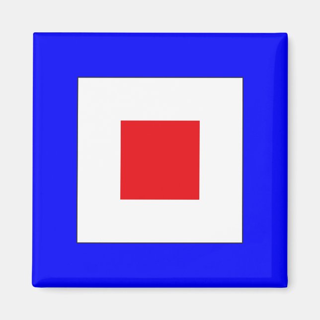 Signalflagga Bokstav W (Whiskey) Magnet (Framsidan)