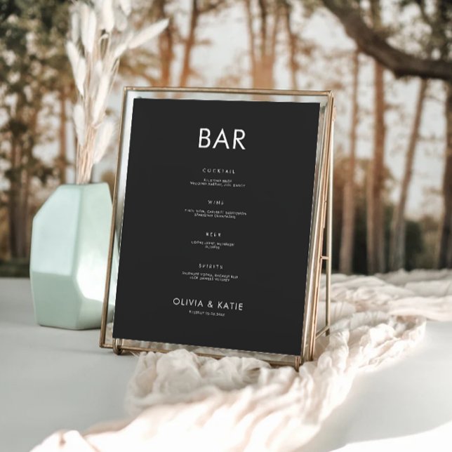 Signallamall för Pub i Svarta Bröllop Poster (Black Wedding Bar Menu Sign Template)