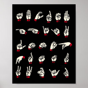 Signalspråk - Alfabet A till Z ASL-Döv Awarenes Poster