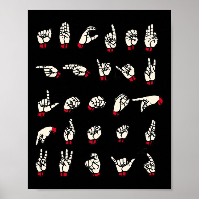 Signalspråk - Alfabet A till Z ASL-Döv Awarenes Poster (Framsidan)
