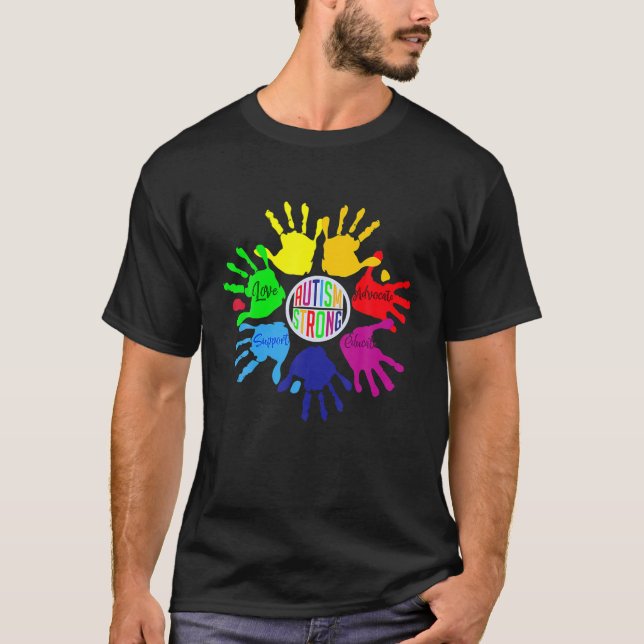 Signalstöd för Autism Awareness Language Hand Puzz T Shirt (Framsida)