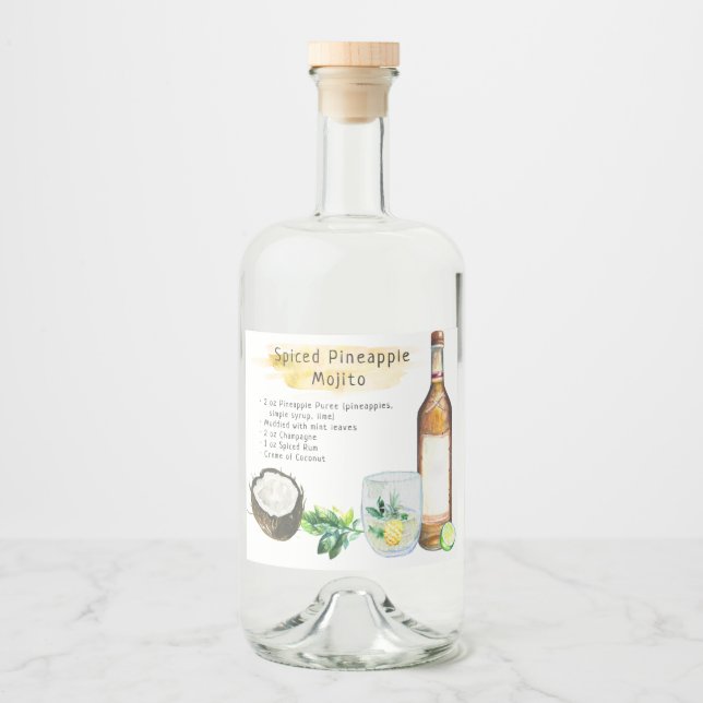Signatur Cocktail Recept Bröllopsfavorabel Etikett (Framsida)
