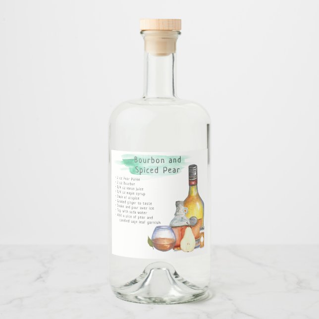 Signatur Cocktail Recept Bröllopsfavorabel Etikett (Framsida)