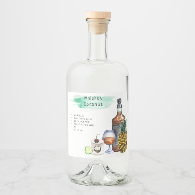 Signatur Cocktail Recept Bröllopspresent Etikett (Framsida)