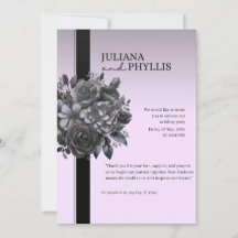 Signatur Lilac Black Noir Botanisk Bröllopsinbjuda