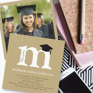 Signatur Monogram M Klass 2026 Seniorutexaminerad Inbjudningar