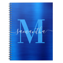 Signatur Monogram Royal Blå Folie Anteckningsbok