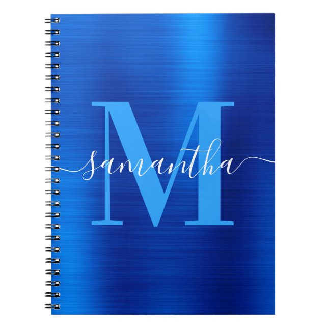 Signatur Monogram Royal  Blå Folie  Anteckningsbok (Framsidan)