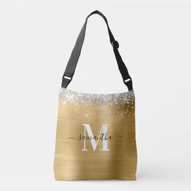 Signatur Monogram Silver Glitter Guld Folie Axelväska (Framsida)
