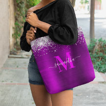 Signatur Monogram Silver Glitter Magenta Lila