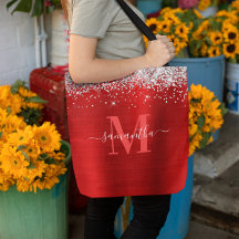 Signatur Monogram Silver Glitter Röd Folie