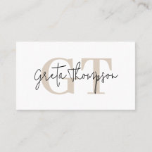 Signatur Namn Beige Monogram Minimalistisk