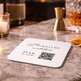 Signaturcocktail QR-kod Bröllop Underlägg Papper Kvadrat