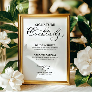 Signaturcocktails Elegant bröllopsskylt Poster