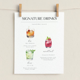 Signaturdrinkar Bröllop Cocktails Affisch