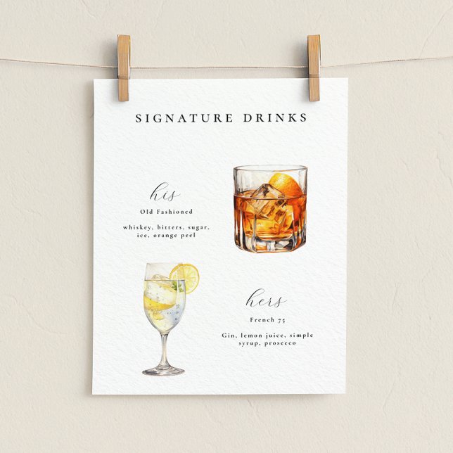 Signaturdrinkar Bröllop Cocktails Affisch (Skapare uppladdad)