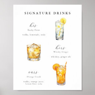 Signaturdrinkar Bröllopscocktails Affisch