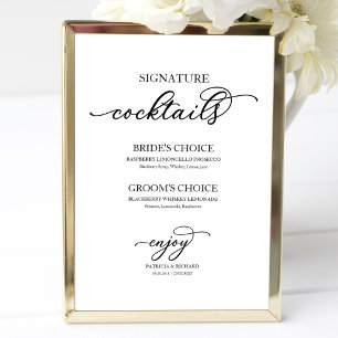 Signaturdrinkar Chic Svart Skrift Poster