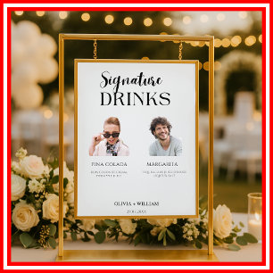 Signaturdrinkar Foto Elegant bröllopsbarmeny Poster