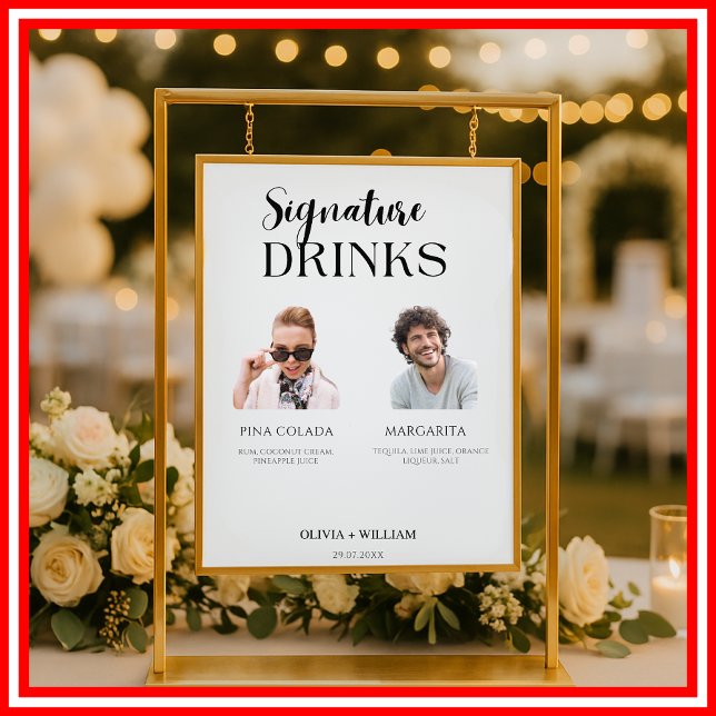 Signaturdrinkar Foto | Elegant bröllopsbarmeny Poster (Skapare uppladdad)