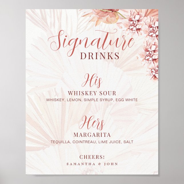 Signaturdrinkar Hans Hennes Brud Brudgum Cocktailb Poster (Framsidan)