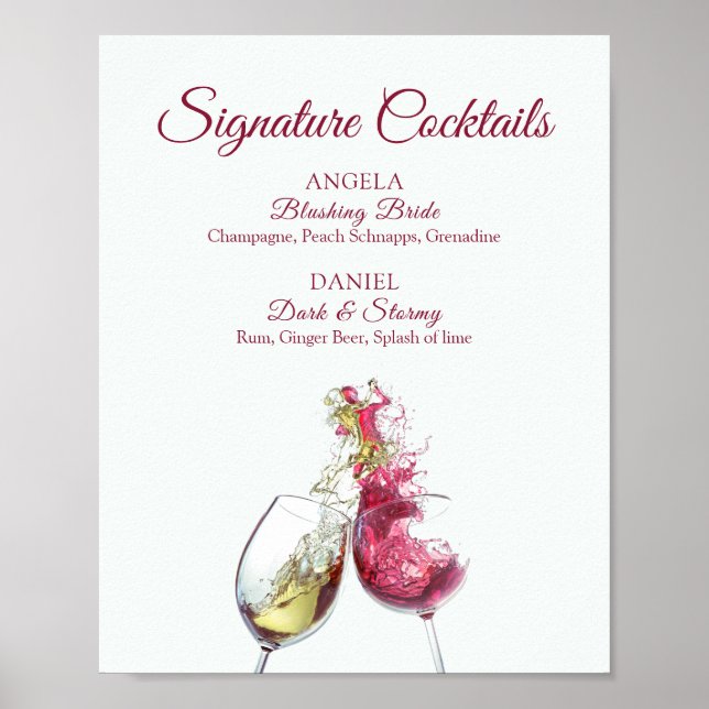 Signaturdrinkar Rött och Vitt Vin Dansar Poster (Framsidan)