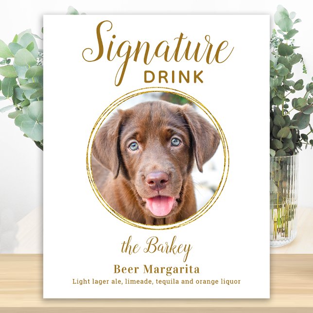 Signaturdryck Elegant Guld Husdjur Bröllopsfoto Poster (Skapare uppladdad)