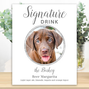 Signaturdryck Elegant Silver Pet Bröllopsfoto Poster