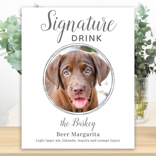 Signaturdryck Elegant Silver Pet Bröllopsfoto Poster (Skapare uppladdad)
