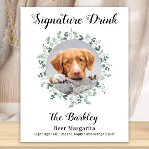 Signaturdryck Hund Bar Anpassad Foto Husdjur Bröll Poster
