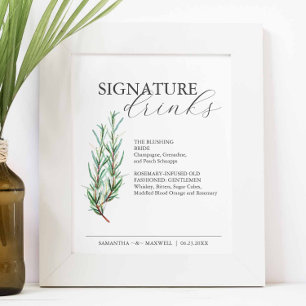 Signaturdrycker 8x10 Rosemary Bröllopsskylt Poster