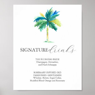 Signaturdrycker 8x10 Tropisk bröllopsskylt Poster